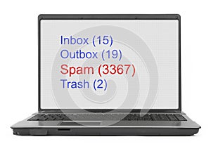 Notebook with e-mails on screen