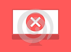 Notebook error icon. Symbol of computer browser failure. Vector illustration