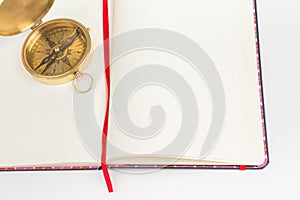 Notebook with gold compass