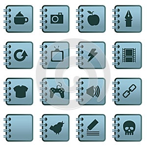 Notebook icons blue set 2