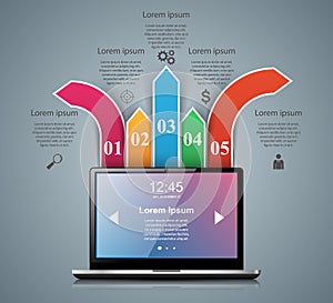 Notebook infographic icon with white reflect.