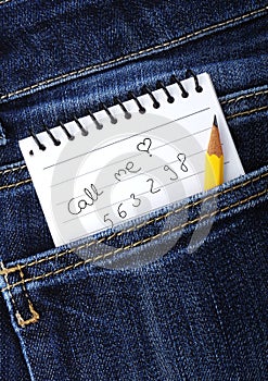 Notebook in jeans pocket