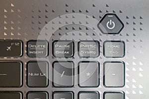 Notebook keyboard buttons close-up
