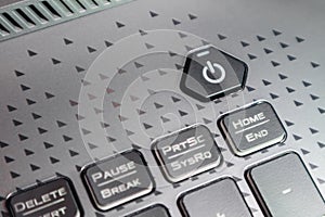 Notebook keyboard power button close-up