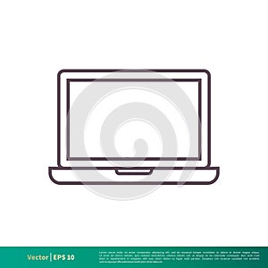 Notebook, Laptop Monitor Display Screen Icon Vector Logo Template Illustration Design. Vector EPS 10