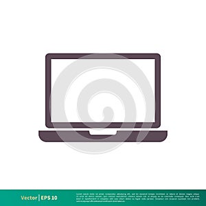 Notebook, Laptop Monitor Display Screen Icon Vector Logo Template Illustration Design. Vector EPS 10
