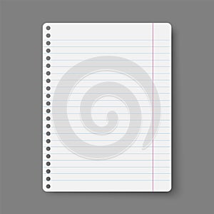 Notebook line squared dot. Diary template. Notepad empty page set. Vector blank white list mock up