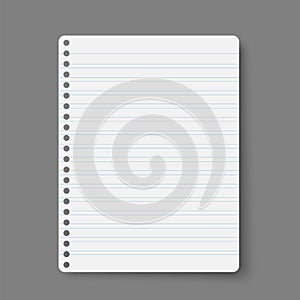 Notebook line squared dot. Diary template. Notepad empty page set. Vector blank white list mock up