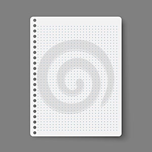 Notebook line squared dot. Diary template. Notepad empty page set. Vector blank white list mock up