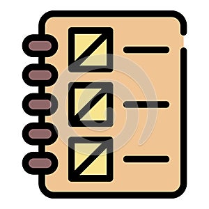 Notebook with a list icon color outline vector