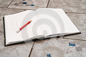 Notebook in mathematics with handwriten exercise