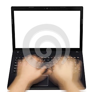 Notebook and motion blur hands