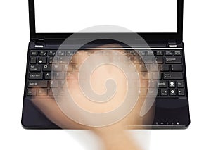 Notebook and motion blur hands