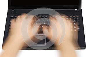 Notebook and motion blur hands