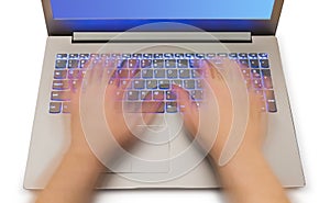 Notebook and motion blur hands