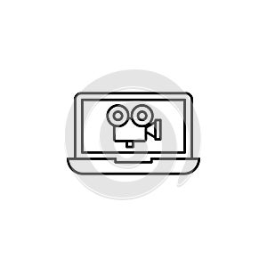 notebook movie icon. Simple thin line, outline vector of movie, cinema, film, screen, flicks icons for UI and UX, website or