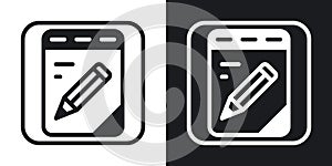 Notebook, notepad or notes app icon for smartphone, tablet, laptop or other smart device with mobile interface