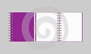 Notebook, open notebook isolated objects. Vector illustration