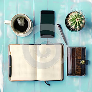 Notebook with other objects