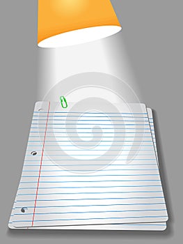 Notebook Paper Pages PaperClip Lamp