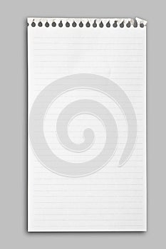 Notebook paper sheet. Clipping path included.