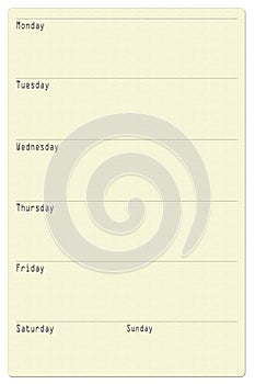 Notebook paper - weekly planning