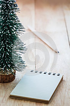 Notebook paper on wood table