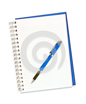 Notebook and pen isolated