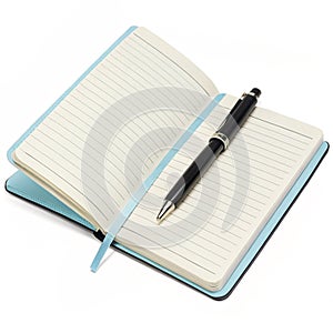 Notebook with pen isolated
