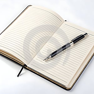 Notebook with pen isolated on white