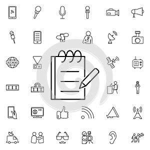 Notebook and pen nolan icon. Elements of media, press set. Simple icon for websites, web design, mobile app, info graphics