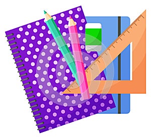 Notebook and Pencil, Chancellery Object Vector photo