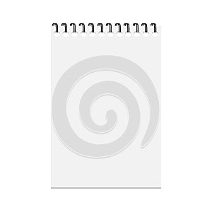 Notebook and pencil with copy space isolated on background.