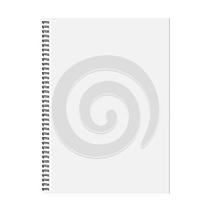 Notebook and pencil with copy space isolated on background.