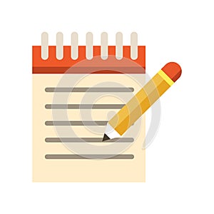 Notebook and pencil flat clipart vector illustration