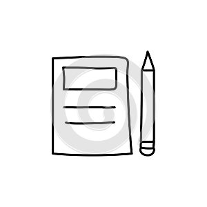 notebook and pencil sketch icon. Element of education icon for mobile concept and web apps. Outline notebook and pencil sketch ico