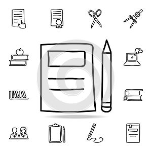 notebook and pencil sketch icon. Element of education icon for mobile concept and web apps. Outline notebook and pencil sketch ico