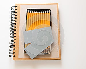 Notebook and pencils