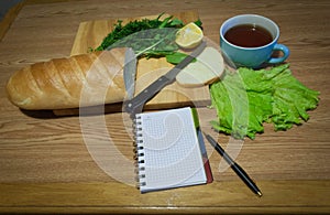 Notebook with recipes the recipe-book an empty leaf