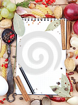 Notebook for recipes and spices