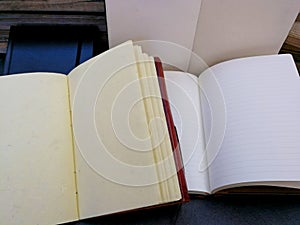 Notebook of recycled paper bound in leather