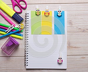 Notebook with school supplies