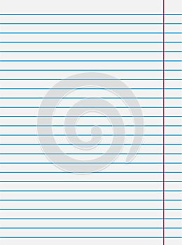 Notebook sheet. Notebook paper. Blank white sheet with blue lines