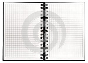 Notebook with spiral binder Open book white background
