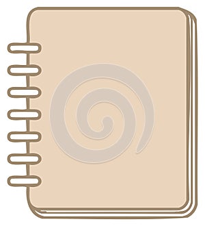 Notebook with spiral binding, blank paper, outline style