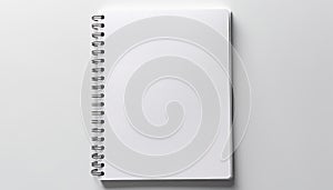 Notebook spiral-bound mock-up isolated on white background. Flat-lay open notepad closeup. Journal diary. Blank template paper