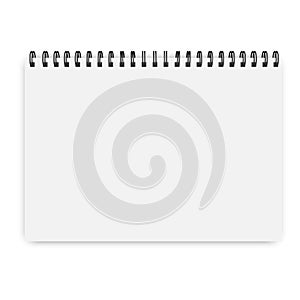 Notebook on a spiral.Vector image of notepad in mocap style. Empty, closed copybook. Stock image.