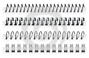 Notebook spirals, wire steel ring bindings and springs for diary, notepad, document cover or booklet sheets. Spiral