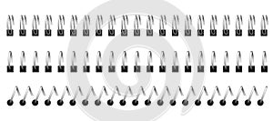 Notebook spirals. Wired binding notebook sheets spiral binder and ringed for paper. Vector spiral steel rings