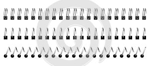 Notebook spirals. Wired binding notebook sheets spiral binder and ringed for paper. Vector spiral steel rings photo